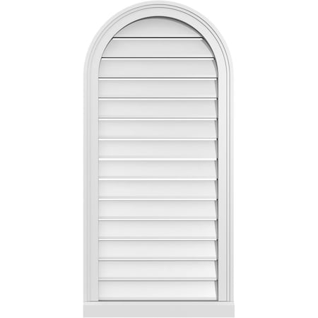 Ekena Millwork Round Top Surface Mount PVC Gable Vent: Functional, w/ 2"W x 2"P Brickmould Sill Frame, 20"W x 42"H GVPRT20X4203SF